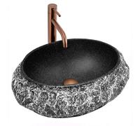 Rea Mika lavabo 50x38 cm ovale à poser noir-gris/pierre mat REA-U0634