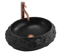 Rea Mika lavabo 50x38 cm ovale à poser noir-gris/pierre mat REA-U4333
