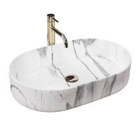 Rea Nadia Sand umywalka 61x38,5 cm nablatowa owalna imitacja kamienia REA-U5800