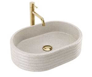 Rea Nicoletta lavabo 50x36 cm ovale à poser marron/beige mat REA-U7346