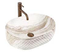 Rea Oktawia lavabo 50x35.5 cm ovale à poser marron/beige brillant REA-U3529