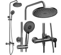 Rea Ontario ensemble de douche mural avec douche pluie graphite REA-P9495