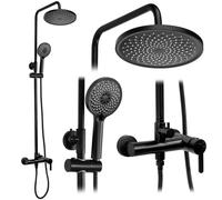 Rea Ontario ensemble de douche mural avec douche pluie noir REA-P5712