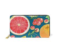 Rea Orange Cerise Portefeuille Zipper Long Bourse en Cuir Véritable avec Titulaire de la Carte de Crédit pour Téléphone Femmes Fille Hommes