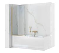 Rea Pare-baignoire Elegant Gold Brush 80 x 140 cm écran paroi de baignoire sur le mur, verre de sécurité 5 mm (Finition des profils: Or brosse)