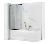 Rea Pare-baignoire Lagos Fix Black 80 x 140 cm écran paroi de baignoire sur le mur, verre de sécurité 5 mm (Finition des profils: Noir)