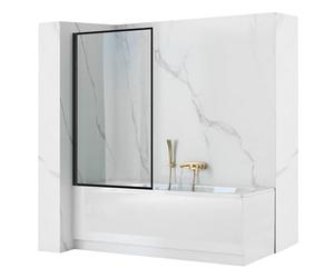 Rea Pare-baignoire Lagos Fix Black 80 x 140 cm écran paroi de baignoire sur le mur, verre de sécurité 5 mm (Finition des profils: Noir)