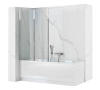 Rea Pare-baignoire pliant Agat-3 120 x 140 cm écran paroi de baignoire sur le mur, verre de sécurité 5 mm (Finition des profils: Chrome)