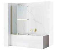 Rea Paroi de Baignoire Fabian Gold 100 Pare-Baignoire 100 x 140 cm Épaisseur de Verre 5 mm (Finition du Profil : Or Clair)