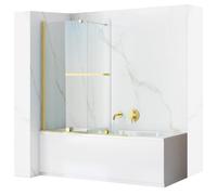 Rea Paroi de Baignoire Fabian Gold Brush 100 Pare-Baignoire 100 x 140 cm Épaisseur du Verre 5 mm (Finition du Profil : Or Brossé)