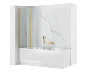 Rea Paroi de baignoire pliante Agat-2 80 BRUSH GOLD Pare-baignoire 80 x 140 cm Épaisseur de verre 5 mm (Finition du profil : Or Brossé)
