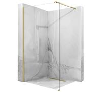 Rea PAROI DE DOUCHE AERO GOLD BRUSH 120 - WALK IN Verre trempé de sécurité transparent 8 mm (Doré)