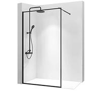 Rea PAROI DE DOUCHE BLER 110 BLACK - WALK IN Verre trempé de sécurité transparent 8 mm (Noir)