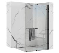 Rea PAROI DE DOUCHE CORTIS BLACK 120 - WALK IN Verre trempé de sécurité transparent 6 mm (Noir)