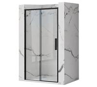 Rea PORTE DE DOUCHE COULISSANTE RAPID SLIDE 100 BLACK Verre trempé de sécurité transparent 6 mm (Noir)