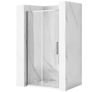 Rea PORTE DE DOUCHE COULISSANTE RAPID SLIDE 120 CHROM Verre trempé de sécurité transparent 6 mm (Chrome)