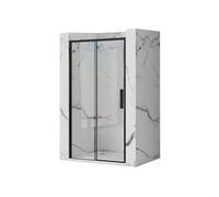Rea PORTE DE DOUCHE COULISSANTE RAPID SLIDE 160 BLACK Verre trempé de sécurité transparent 6 mm (Noir)