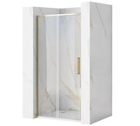 Rea PORTE DE DOUCHE COULISSANTE RAPID SLIDE GOLD 100 Verre trempé de sécurité transparent 6 mm (Doré)