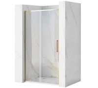 Rea PORTE DE DOUCHE COULISSANTE RAPID SLIDE GOLD 110 Verre trempé de sécurité transparent 6 mm (Doré)