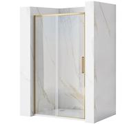 Rea PORTE DE DOUCHE COULISSANTE RAPID SLIDE GOLD BRUSH 120 Verre trempé de sécurité transparent 6 mm (Doré)