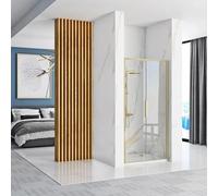 Rea PORTE DE DOUCHE COULISSANTE RAPID SLIDE GOLD BRUSH 120 Verre trempé de sécurité transparent 6 mm (Doré)