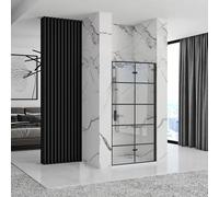 Rea Porte de douche Molier Noir 90 + profil Verre de sécurité trempé transparent 6 mm (Noir)