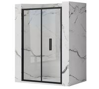 Rea Porte de douche pliante Rapid Fold 100 Verre de sécurité trempé transparent 4 mm (Noir)