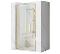 Rea PORTE DE DOUCHE RAPID FOLD 90 GOLD PLIANTE Verre trempé de sécurité transparent 4 mm (Doré)