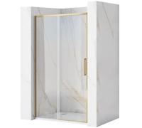 Rea Porte de douche Rapid Slide 130 Gold Brush Verre trempé de sécurité transparent 6 mm (Or brossé)