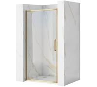 Rea Porte de douche Rapid Swing Brush Gold 100 Verre de sécurité trempé transparent 6 mm (Or brossé)