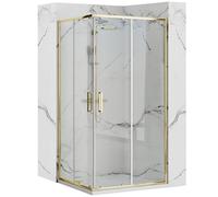 Rea Punto 80x100 Gold Cabine de douche avec receveur de douche Savoy noir Verre de sécurité trempé Transparent 4mm (doré)