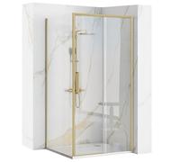 Rea Rapid Slide Gold Brush 110x80 Cabine de douche sans receveur de douche Verre de sécurité trempé Transparent 6mm (doré)
