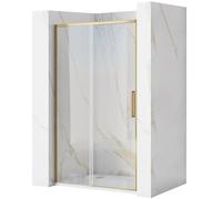 Rea Rapid Slide porte de douche 140 cm coulissant doré brossé/verre transparent REA-K8591