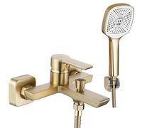 Rea ROBINET DE BAIGNOIRE ARGUS BRUSH GOLD Mitigeur Baignoire avec Douchette en Laiton pour Salle de Bain Chaude et Froide Réglable (doré)