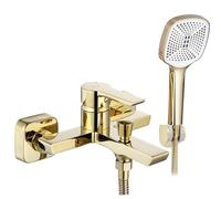 Rea ROBINET DE BAIGNOIRE ARGUS GOLD Mitigeur Baignoire avec Douchette en Laiton pour Salle de Bain Chaude et Froide Réglable (doré)