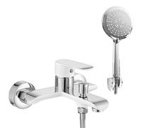 Rea ROBINET DE BAIGNOIRE BLOOM WHITE CHROME Mitigeur Baignoire avec Douchette en Laiton pour Salle de Bain Chaude et Froide Réglable (chrome/blanc)