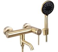 Rea Robinet de baignoire Clif Brush Gold Mitigeur de bain avec douchette en laiton pour salle de bain chaude et froide réglable (Or brossé)