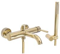 Rea ROBINET DE BAIGNOIRE DOUCHETTE LUNGO L.GOLD Mitigeur Baignoire avec Douchette en Laiton pour Salle de Bain Chaude et Froide Réglable (Or)