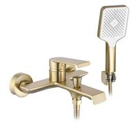 Rea Robinet de baignoire Hass Brush Gold Mitigeur Baignoire avec Douchette en Laiton pour Salle de Bain Chaude et Froide Réglable (Or)