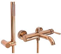 Rea ROBINET DE BAIGNOIRE LUNGO ROSE GOLD Mitigeur Baignoire avec Douchette en Laiton pour Salle de Bain Chaude et Froide Réglable (Or rosé)