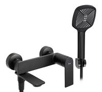 Rea ROBINET DE BAIGNOIRE STORM BLACK Mitigeur Baignoire avec Douchette en Laiton pour Salle de Bain Chaude et Froide Réglable (noir mat)
