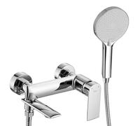 Rea ROBINET DE BAIGNOIRE VENETA CHROME Mitigeur Baignoire avec Douchette en Laiton pour Salle de Bain Chaude et Froide Réglable (Chromé)