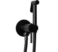 Rea ROBINET DE BIDET ENCASTRÉ LUNGO LOOP BLACK pulvérisateur en laiton à fixation murale mitigeur Eau Froide et Chaude avec douchette à Main pour WC Toilette (Noir)