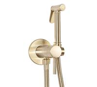 Rea ROBINET DE BIDET ENCASTRÉ LUNGO LOOP GOLD BRUSH pulvérisateur en laiton à fixation murale mitigeur Eau Froide et Chaude avec douchette à Main pour WC Toilette (d'or)