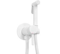 Rea ROBINET DE BIDET ENCASTRÉ LUNGO LOOP WHITE pulvérisateur en laiton à fixation murale mitigeur Eau Froide et Chaude avec douchette à Main pour WC Toilette (Blanc)
