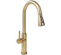 Rea ROBINET DE CUISINE Nest Gold Brush Mitigeur évier de Cuisine en Laiton Chaude et Froide Réglable monocommande Pivotant à 360° (Or brossé)