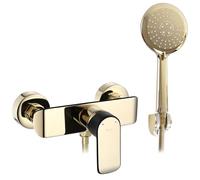 Rea ROBINET DE DOUCHE BLOOM BLACK GOLD Mitigeur Salle de Bain en Laiton Monocommande Chaude et Froide Réglable (or clair/noir mat)