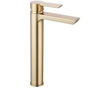 Rea ROBINET DE LAVABO ARGUS BRUSH GOLD HIGH Mitigeur Salle de Bain en Laiton Monocommande Chaude et Froide Réglable Robinet de Lavage à la Main (doré)