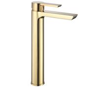 Rea ROBINET DE LAVABO ARGUS GOLD HIGH Mitigeur Salle de Bain en Laiton Monocommande Chaude et Froide Réglable Robinet de Lavage à la Main (Or)