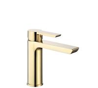 Rea ROBINET DE LAVABO ARGUS GOLD LOW Mitigeur Salle de Bain en Laiton Monocommande Chaude et Froide Réglable Robinet de Lavage à la Main (Or)